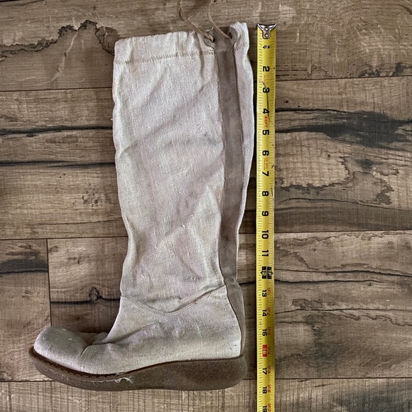 BOOGIE Ivory Linen Tall Scrunch Boot with Suede Accents Size 8 - Picture 14 of 14